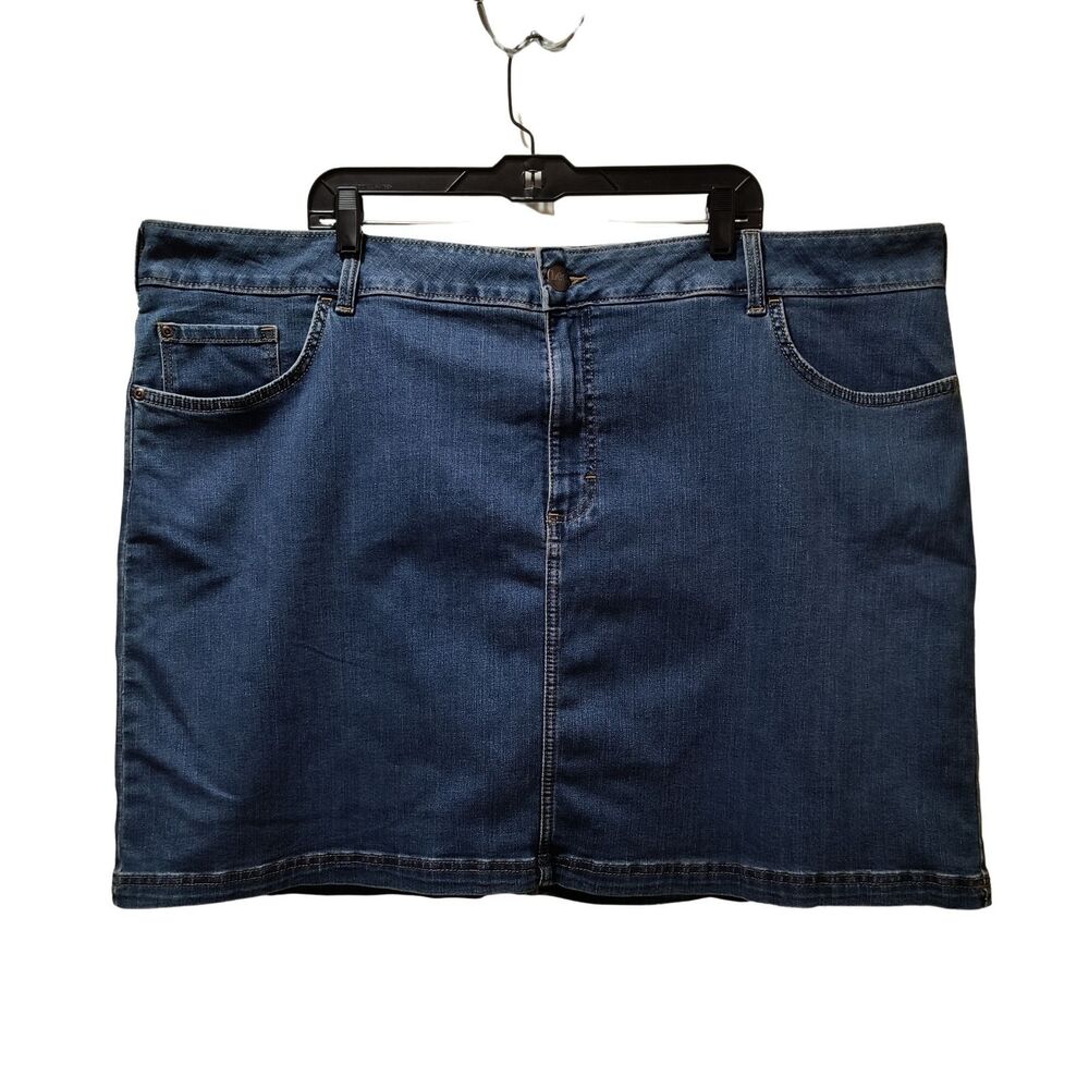 Lee Denim Skirt 26W Medium Wash Stretch Built In Mesh Shorts Upside Down Tag